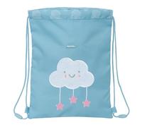 Safta Mochila saco plano PREESCOLAR NUBE Junior – Fácil limpieza, 26x1x34 cm, Azul pastel
