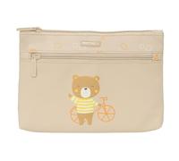 Safta Preescolar Osito - Estuche Escolar Grande Doble Cremallera, Estuche Infantil, Estuche Niño, Cómodo y Versátil, Fácil Limpieza, 23x3x16 cm, Color Beige
