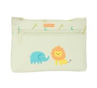 Safta Preescolar Selva - Estuche Escolar Grande Doble Cremallera, Estuche Infantil, Estuche Niño, Cómodo y Versátil, Fácil Limpieza, 23x3x16 cm, Color Blanco Roto