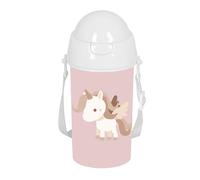 SAFTA PREESCOLAR UNICORNIO - Botella de Apertura Automática, con Pajita, Botella de Agua, Sin BPA, con Bandolera, Cómoda y Ligera, 500 ml, 7.3x19.5 cm