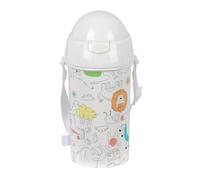 Safta PREESCOLAR ZOO - Botella de Apertura Automática, con Pajita, Botella de Agua, Sin BPA, con Bandolera, Cómoda y Ligera, 500 ml, 7.3x19.5 cm