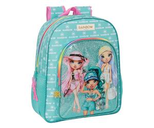 Safta RAINBOW HIGH PARADISE - Mochila Escolar Niño, Mochila Infantil, Adaptable a Carro, Ideal para Niños en Edad Escolar, Cómoda y Versátil, Calidad y Resistencia, 32x12x38 cm, Color Azul Turquesa