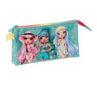 Safta Rainbow High Paradise - Portatodo Triple, Estuche Infantil, Estuche Niño, Ideal para Niños en Edad Escolar, Cómodo y Versátil, Calidad y Resistencia, 22x3x12 cm, Color Azul Turquesa