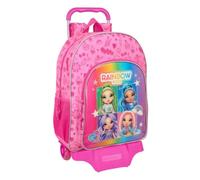 Safta RAINBOW HIGH SHINE - Mochila Escolar Grande con Carro, Mochila Niño, Mochila Infantil, Adaptable a Carro, Ideal para Niños en Edad Escolar, Cómoda y Versátil, Calidad y Resistencia, 33x15x42 cm