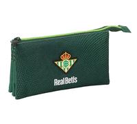SAFTA Real Betis BALOMPIÉ - Portatodo Triple, Estuche Infantil, Estuche Niño, Ideal para Niños en Edad Escolar, Cómodo y Versátil, Calidad y Resistencia, 22x3x12 cm, Color Verde