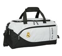 SAFTA Real Madrid 1ª EQUIPACIÓN 24/25 - Bolsa de Deporte, Mochila, Ideal para Niños de Diferentes Edades, Cómoda y Versátil, Calidad y Resistencia, 50x25x25 cm, Color Blanco/Gris