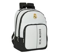 Safta REAL MADRID 1ª EQUIPACIÓN 24/25 - Mochila Escolar, Mochila, Ideal para Niños de Diferentes Edades, Cómoda y Versátil, Calidad y Resistencia, 32x16x42 cm, Color Blanco/gris