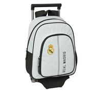Safta REAL MADRID 1ª EQUIPACIÓN 24/25 - Mochila Infantil con Carro 705, Ideal para Niños de Diferentes Edades, Cómoda y Versátil, Calidad y Resistencia, 28x10x34 cm, Color Blanco/gris