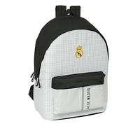 Safta REAL MADRID 1ª EQUIPACIÓN 24/25 - Mochila para Portátil 15.6" y USB, Ideal para Jóvenes de Diferentes Edades, Tejido Reciclado, Cómoda y Versátil, 31x18x44 cm, Color Blanco/gris