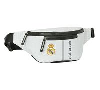 SAFTA Real Madrid 1ª EQUIPACIÓN 24/25 - Riñonera con Bolsillo Exterior, Ideal para Jóvenes y Niños de Diferentes Edades, Cómoda y Versátil, Calidad y Resistencia, 23x9x12 cm, Color Blanco/Gris
