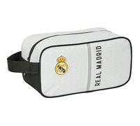 Safta Real Madrid 1ª EQUIPACIÓN 24/25 - Zapatillero Mediano, Multiusos, Portatodo, Deporte, Extraescolares, Fútbol, Cómodo y Versátil, 29x14x15 cm, Color Blanco/Gris