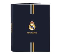 Safta REAL MADRID 2ª EQUIPACIÓN 23/24 - Carpeta con Folios 4 Anillas, Ideal para Niños de Diferentes Edades, Cómoda y Versátil, Calidad y Resistencia, 26.5x33 cm, Color Azul Marino