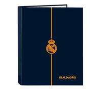 Safta REAL MADRID 2ª EQUIPACIÓN 24/25 - Carpeta con Folios 4 Anillas, Ideal para Niños de Diferentes Edades, Cómoda y Versátil, Calidad y Resistencia, 26.5x33 cm, Color Azul Marino
