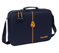 Safta REAL MADRID 2ª EQUIPACIÓN 24/25 - Cartera Extraescolares, Maletín Portatodo, Bandolera, Cómoda y Versátil, Calidad y Resistencia, 38x6x28 cm, Color Azul Marino