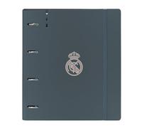 Safta REAL MADRID 3ª EQUIPACIÓN 24/25 - Carpeblock con 4 Anillas de 35 mm, con Recambio, con 100 Hojas A4, Ideal para Niños de Diferentes Edades, Cómoda y Versátil, Calidad y Resistencia, 27x4x32 cm