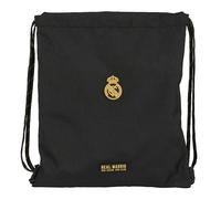 Safta REAL MADRID 3ª EQUIPACIÓN - Mochila Saco Plano Grande, Mochila, Ideal para Niños de Diferentes Edades, Cómoda y Versátil, Calidad y Resistencia, 35x40 cm, Color Negro