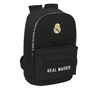 Safta REAL MADRID Corporativa - Mochila Escolar, Adaptable a Carro, Ideal para Niños de Diferentes Edades, Cómoda y Versátil, Calidad y Resistencia, 31x15x47 cm, Color Negro