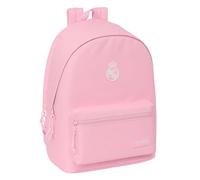 Safta REAL MADRID FEMENINO - Mochila para Portátil 15.6" y USB, Ideal para Jóvenes de Diferentes Edades, Tejido Reciclado, Cómoda y Versátil, Calidad y Resistencia, 31x18x44 cm, Color Rosa