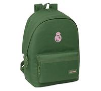 Safta REAL MADRID FEMENINO - Mochila para Portátil 15.6" y USB, Ideal para Jóvenes de Diferentes Edades, Tejido Reciclado, Cómoda y Versátil, Calidad y Resistencia, 31x18x44 cm, Color Caqui