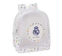 REAL MADRID - Mochila Infantil de Playa, Anti Arena, con Asas, Fácil Limpieza, Ideal para Niños de Diferentes Edades, Cómoda y Versátil, 32x12x38 cm