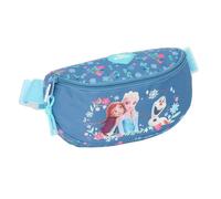 SAFTA | Riñonera Infantil Disney Frozen, Compartimento Grande con Cremallera, Cintas Ajustables con Cierre de PVC, Estampado Azul con Anna, Elsa y Olaf, Medidas 23x9x14 cm