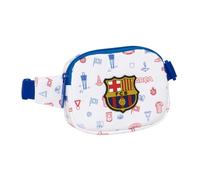 SAFTA | Riñonera Infantil FC Barcelona Preescolar, Cinturón Ajustable con Cierre de PVC, Compartimento Principal con Cremallera, Diseño Blanco y Azul con Escudo FCB, Vuelta al Cole, Medidas 14x4x11 cm