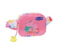 SAFTA | Riñonera Infantil Peppa Pig Baby Pig, Compartimento Principal con Cremallera, Cinta Ajustable con Cierre de PVC, Diseño Rosa con Estampado Multicolor, Vuelta al Cole, Medidas 14x4x11 cm