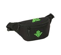 SAFTA | Riñonera Real Betis Balompié Licencia Oficial, Compartimento Principal Gran Formato con Cremallera, Bolsillo Frontal, Cintas Ajustables con Cierre PVC, Negra con Logo Verde, Medidas 23x9x12 cm
