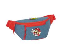 SAFTA | Riñonera Super Mario, Cinturón Ajustable con Cierre de PVC, Compartimento Principal Gran Formato con Cremallera, Bolsillo Frontal con Cremallera, Infantil y Juvenil, Medidas 23x9x12 cm
