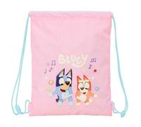 Safta | Saco Deportivo Plano Junior Bluey Dance, Mochila Escolar de Cuerdas Infantil, Bolsillo Interior con Cremallera, Cierre de Seguridad Anti-Estrangulamiento, Medidas 26x1x34 cm