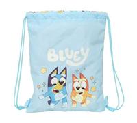 Safta | Saco Deportivo Plano Junior Bluey Ready, Mochila Escolar Infantil con Cierre de Cordones y Seguridad Anti-Estrangulamiento, Bolsillo Interior con Cremallera, Medidas 26x1x34 cm