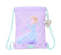 Safta | Saco Deportivo Plano Junior Disney Frozen Spirit, Mochila Escolar de Cuerdas Infantil, Bolsillo Interior con Cremallera, Cierre de Seguridad Anti-Estrangulamiento, Medidas 26x1x34 cm