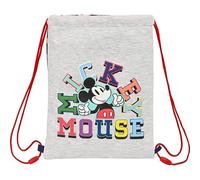 Safta | Saco Deportivo Plano Junior Disney Mickey Mouse Only One, Mochila Escolar de Cuerdas Infantil, Bolsillo Interior con Cremallera, Cierre Anti-Estrangulamiento, Medidas 26x1x34 cm