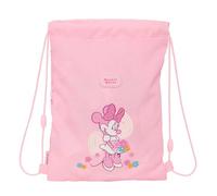 Safta | Saco Deportivo Plano Junior Disney Minnie Mouse Baby, Mochila Escolar Infantil con Cordones, Bolsillo Interior con Cremallera, Cierre de Seguridad Anti-Estrangulamiento, Medidas 26x1x34 cm