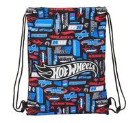 Safta | Saco Deportivo Plano Junior Hot Wheels, Mochila Escolar de Cuerdas Infantil, Bolsillo Interior con Cremallera, Cierre de Seguridad Anti-Estrangulamiento, Medidas 26x1x34 cm