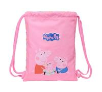 Safta | Saco Deportivo Plano Junior Peppa Pig Baby Pig, Mochila Escolar de Cuerdas Infantil, Bolsillo Interior con Cremallera, Cierre de Seguridad Anti-Estrangulamiento, Medidas 26x1x34 cm