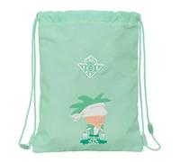 Safta | Saco Deportivo Plano Junior Real Betis Balompié Preescolar, Mochila Escolar de Cuerdas Infantil, Bolsillo Interior con Cremallera, Cierre Seguridad Anti-Estrangulamiento, Medidas 26x1x34 cm