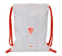 Safta | Saco Deportivo Plano Junior Sevilla FC Preescolar, Mochila Saco Escolar Infantil con Cordones, Cierre de Seguridad Anti-Estrangulamiento, Bolsillo Interior con Cremallera, Medidas 26x1x34 cm
