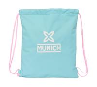 SAFTA | Saco Deportivo Plano Munich Heaven, Mochila Saco Escolar Infantil y Juvenil, Cierre con Cordones, Bolsillo Interior con Cremallera, Ligero y Resistente, Color Azul Turquesa, Medidas 35x1x40 cm