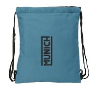 Safta | Saco Deportivo Plano Munich, Mochila Saco Escolar con Cierre de Cordones, Bolsillo Interior con Cremallera, Ligero y Resistente, Color Azul y Negro, Vuelta al Cole, Medidas 35x1x40 cm