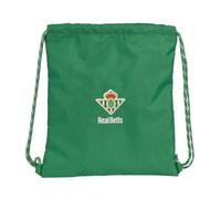 Safta | Saco Deportivo Plano Reciclado Real Betis Balompié, Mochila Saco Escolar con Cierre de Cordones, Bolsillo Interior con Cremallera, Material Reciclable, Color Verde, Medidas 35x1x40 cm