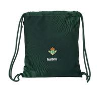 Safta | Saco Deportivo Real Betis Balompié Resistente al Agua, Mochila Saco Escolar con Cierre de Cordones, Bolsillo Frontal Cremallera Vertical y Trasero Horizontal, Color Verde, Medidas 35x1x40 cm