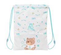 Safta | Saco Deportivo Real Madrid Preescolar Blanca, Mochila Escolar Infantil con Cierre de Cordones y Seguridad Anti-Estrangulamiento, Bolsillo Interior con Cremallera, Medidas 26x1x34 cm