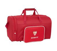 SAFTA | Saco Deportivo Sevilla FC Resistente al Agua, Bolsa de Deporte Escolar y Gimnasio, Bandolera Ajustable y Asa Forrada, Bolsillo Frontal y Lateral con Cremallera, Medidas 47x27x26 cm