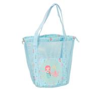 Safta | Saco Deportivo Sirena con Cierre de Cordones, Bolsa de Playa Infantil de Rejilla con Bolsillo Frontal y Asas Superiores, Medidas 28x28x34 cm