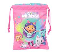 Safta | Saco Merienda Infantil Gabby’s Dollhouse Confetti, Saquito Escolar con Cierre de Cordón, Ligero y Resistente, Vuelta al Cole, Bolsa Multiusos para Snack y Almuerzo, Medidas 20x25 cm