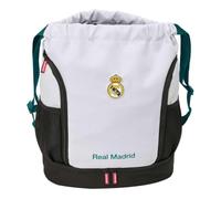 Safta | Saco Mochila Deportivo Real Madrid Equipación 26/27, Compartimento Inferior con Cremallera 2 Direcciones, Bolsillo Interior, Laterales de Red Portabotellas y Cremallera, Medidas 34x15x43 cm