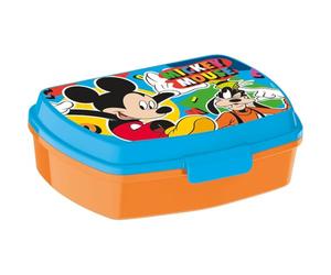 Safta | Sandwichera Rectangular Disney Mickey Mouse, Portameriendas Infantil para Vuelta al Cole, Caja Almuerzo con Cierre a Presión, Tapa Azul y Base Naranja, Medidas 17x13,3x5,6 cm