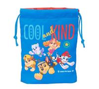 Safta | Saquito Merienda Infantil Patrulla Canina Paw Patrol Cool, Bolsa Escolar con Cierre de Cordón, Ligero y Resistente para Vuelta al Cole, Snack y Almuerzo, Azul y Rojo, Medidas 20x25 cm