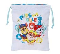Safta | Saquito Merienda Infantil Paw Patrol Pups Rule, Bolsa con Cordón Ajustable, Ligero y Resistente, Reutilizable para Vuelta al Cole, Guardería y Excursiones, Color Azul, Medidas 20x25 cm